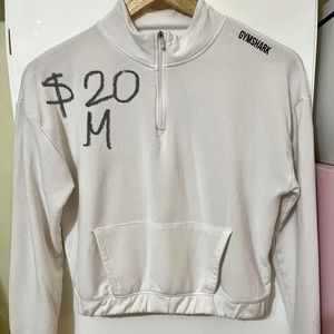 Gymshark white quarter zip crop top